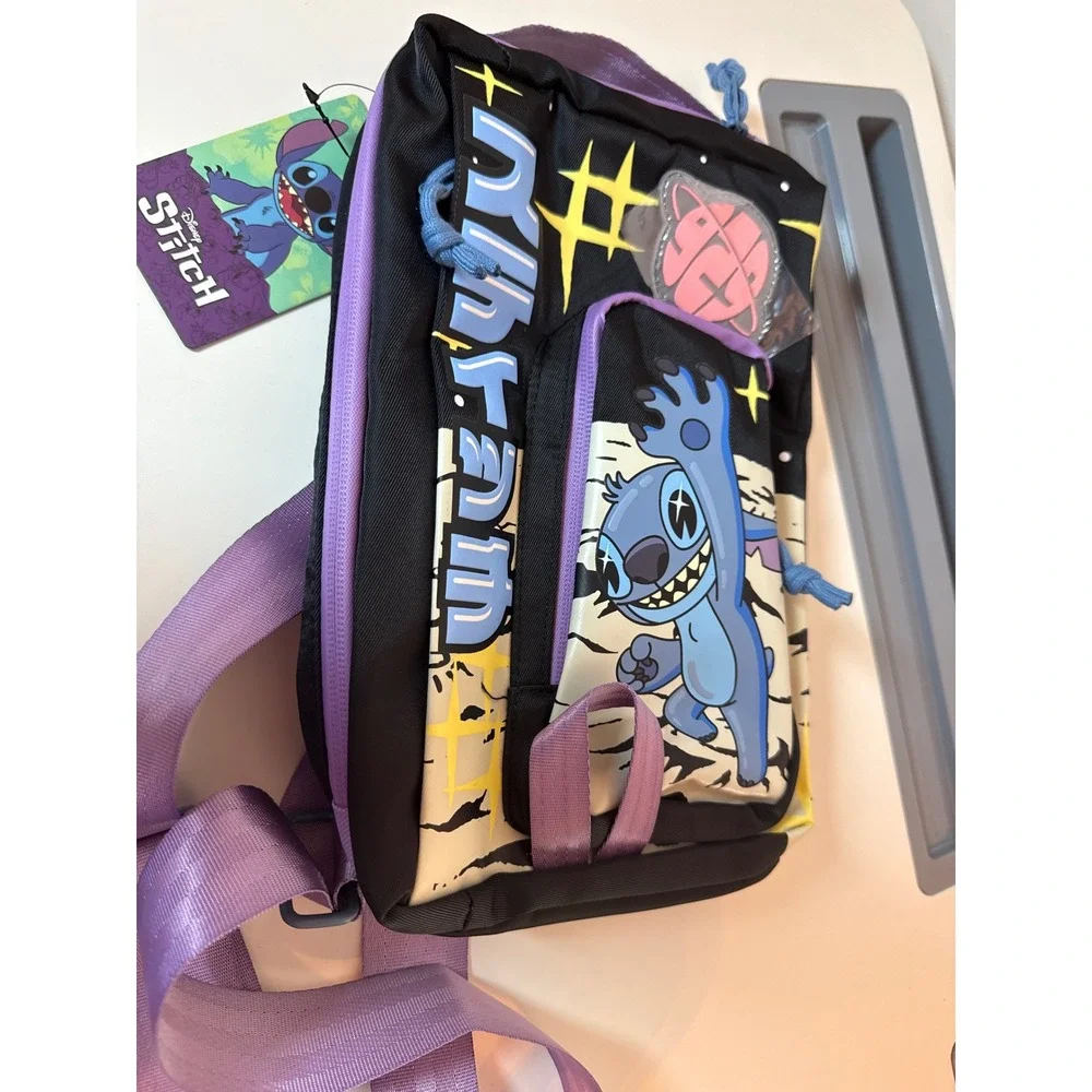 Bioworld Disney Stitch Tactical Sling Bag Unisex OS New Black Purple Crossbody